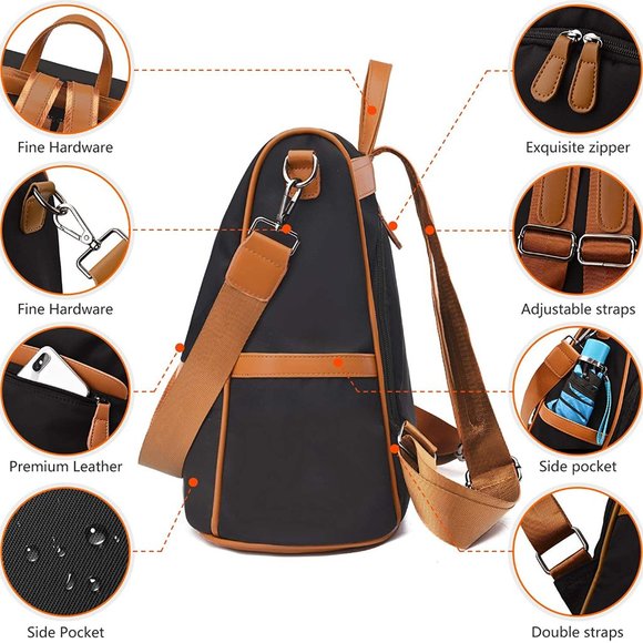 NEW BUX Travel Backpack Anti Theft, Black&brown
